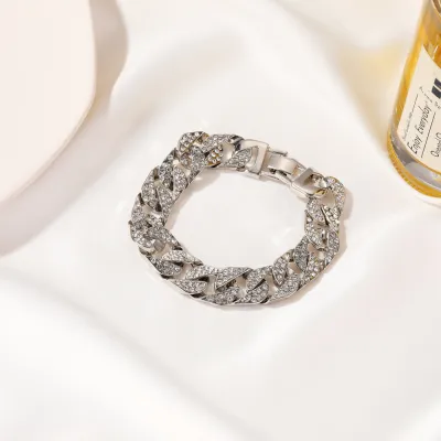 Fashion Personality Flash Rhinestone Thick Chain Bracelet