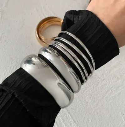Women Geometric Arc Exaggerated Open Bracelet