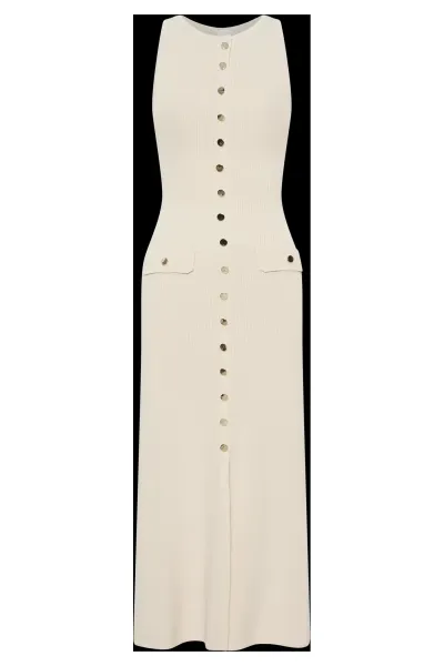 Women Sleeveless Crewneck Slim-Fit Knitted Dress