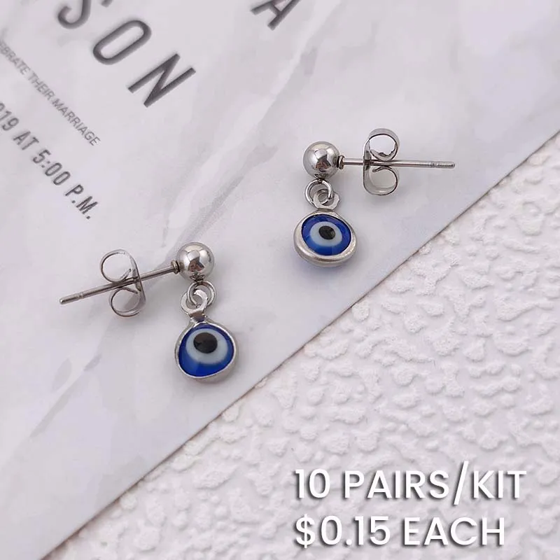 Vintage Evil Eye Stainless Steel Stud Earrings
