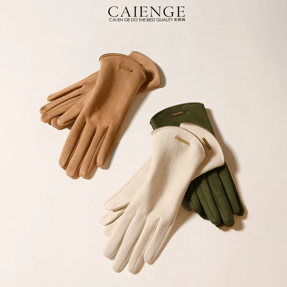 Women's Fashion Fleece-Lined Touchscreen Suede Gloves