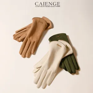 Women's Fashion Fleece-Lined Touchscreen Suede Gloves