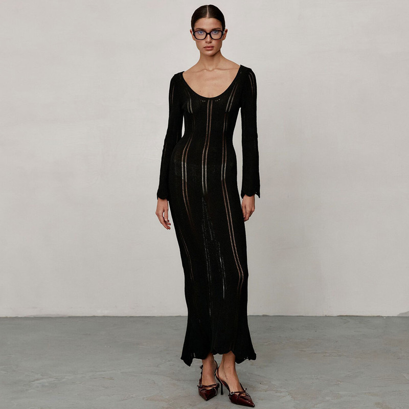 ★I AM MARI★ COLLAR BONY KNIT LONG DRESS Trickz N' Treatz Stretchy Knit Skeleton Bone Asymmetrical