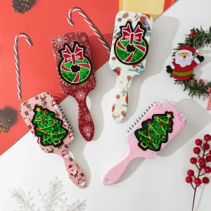 Christmas Sequins Embroidery Patch Scalp Massage Anti-Static Comb