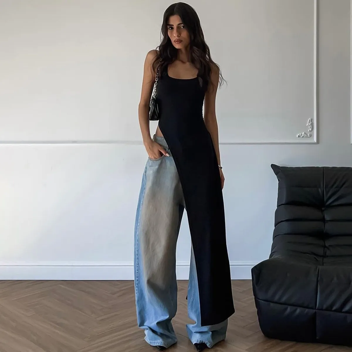 Women Fashion Sexy Sleeveless Split Slim Fit Dress