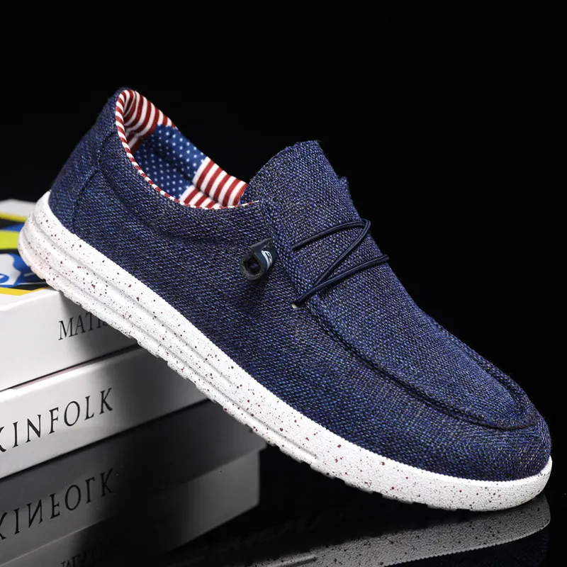 Plus Size Men Loafers Fashion Casual Breathable Lightweight Slip-On Canvas Denim Shoes
