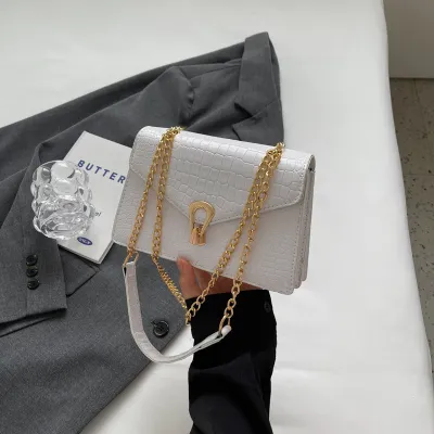 Women Fashion Casual Square Chain Crocodile Shoulder Bag HandBags