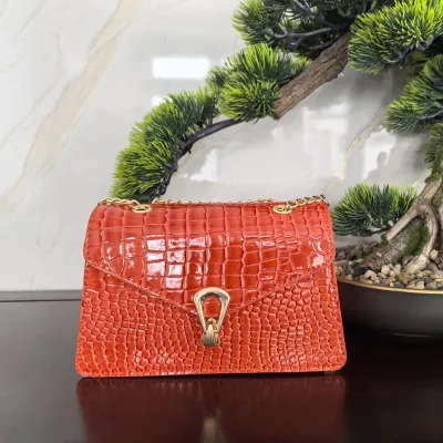Women Fashion Casual Square Chain Crocodile Shoulder Bag HandBags