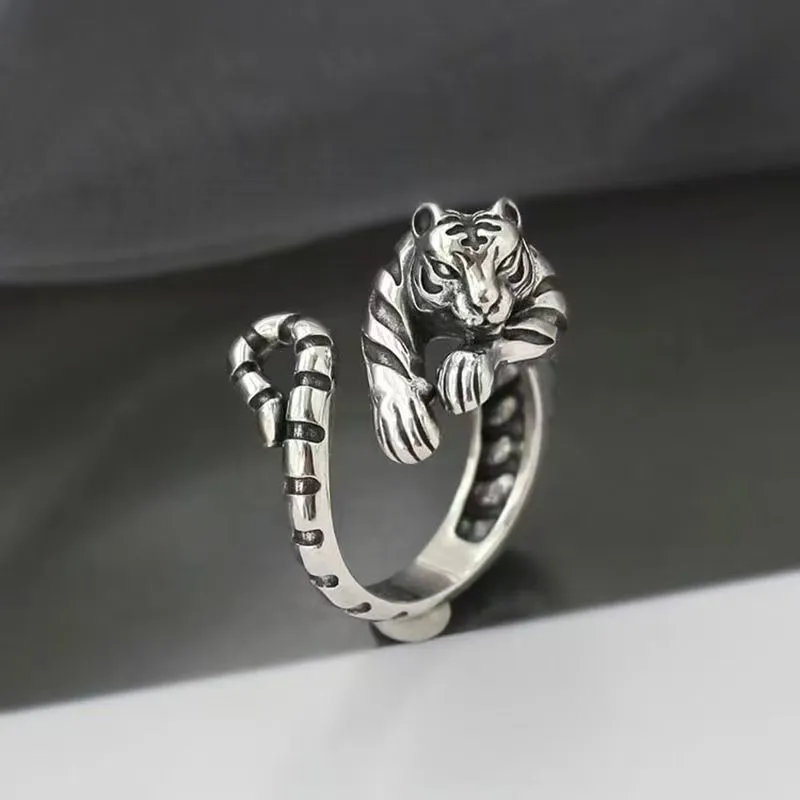 Zodiac Little Tiger Tail Adjustable Ring for Men