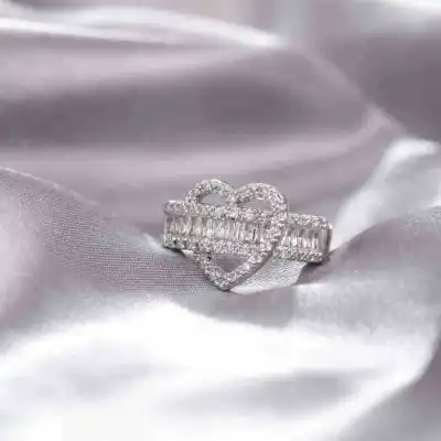 Women Fashion Vintage Adjustable Rhinestone Copper Ring