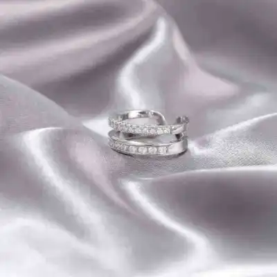 Women Fashion Vintage Adjustable Rhinestone Copper Ring
