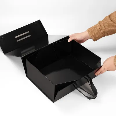 Fashion Solid Color Magnetic Suction Folding Portable Shoes Packaging Shoe Box