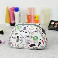 Bolsa de cosméticos de PU de gran capacidad, impermeable, transparente y sencilla para mujer al por mayor
