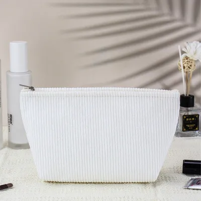 Corduroy Large Capacity Travel Portable Makeup Bag Solid Urban Simplicity Unisex