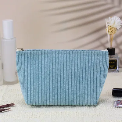 Corduroy Large Capacity Travel Portable Makeup Bag Solid Urban Simplicity Unisex