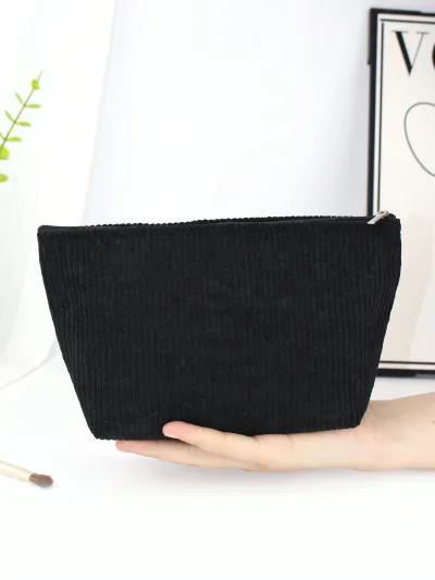 Corduroy Large Capacity Travel Portable Makeup Bag Solid Urban Simplicity Unisex