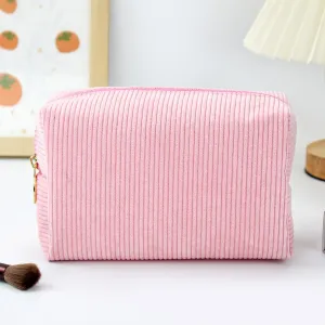 Corduroy Large Capacity Travel Portable Makeup Bag Solid Urban Simplicity Unisex