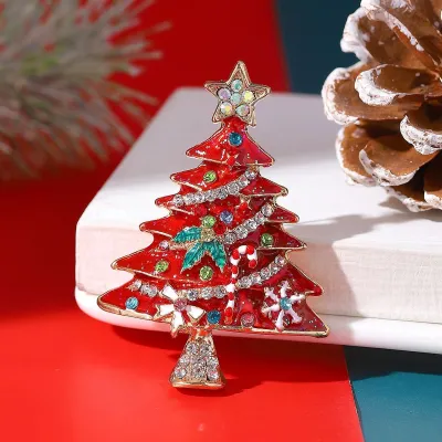 Women Fashion Elegant Beads Christmas Tree Brooch