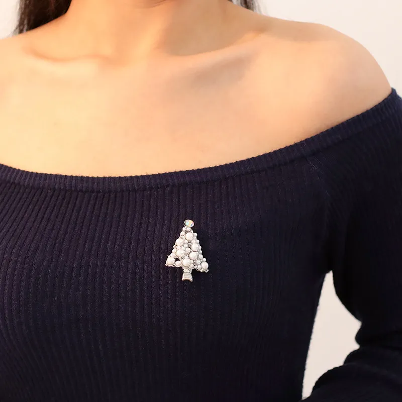 Women Fashion Elegant Beads Christmas Tree Brooch