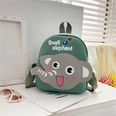 Kids Unisex Cute Cartoon Canvas School Backpack with Elephant Print