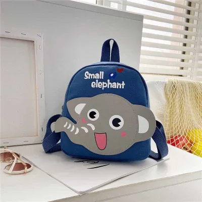 Kids Unisex Cute Cartoon Canvas School Backpack with Elephant Print