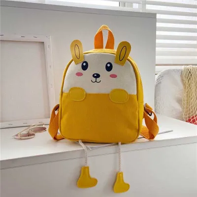 Kids Unisex Cute Cartoon Canvas School Backpack with Elephant Print