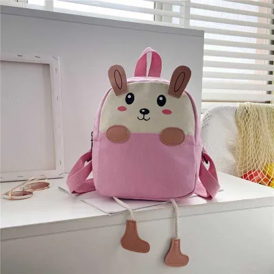 Kids Unisex Cute Cartoon Canvas School Backpack with Elephant Print