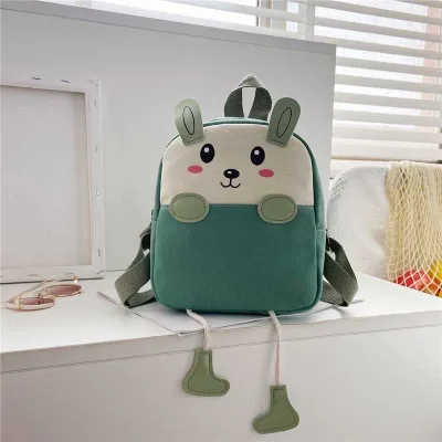 Kids Unisex Cute Cartoon Canvas School Backpack with Elephant Print