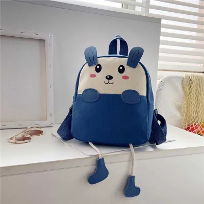 Kids Unisex Cute Cartoon Canvas School Backpack with Elephant Print