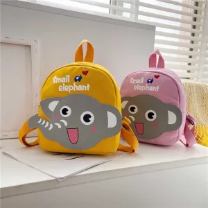 Kids Unisex Cute Cartoon Canvas School Backpack with Elephant Print