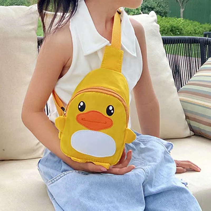 Kids Unisex Cute Cartoon Nylon Chest Bag with Little Duck