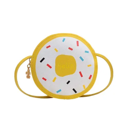 Kids Cute Round Crossbody Bag with Cake Print PU Leather