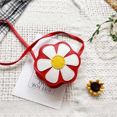 Kids Cute Petal Floral Print PU Leather Crossbody Bag