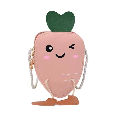 Kids Unisex Cute Cartoon Radish Crossbody Bag PU Leather