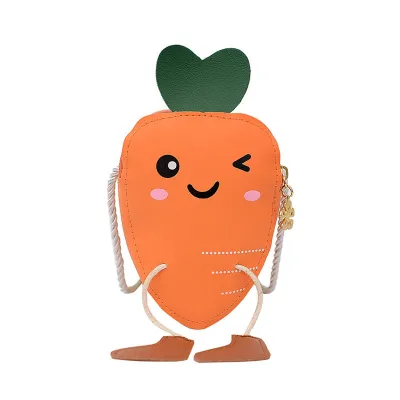 Kids Unisex Cute Cartoon Radish Crossbody Bag PU Leather