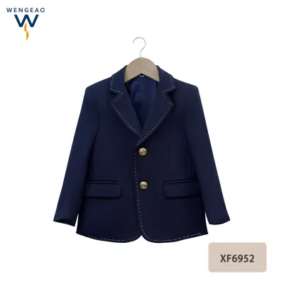 Kids Boys Girls Fashion British Style Long Sleeve Plaid Lapel Suit Coat Casual College Blazer