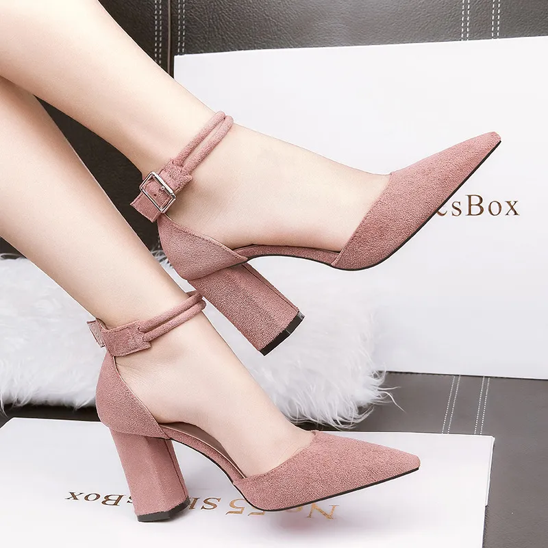 Fashion Solid Color Pointed Toe Heeled Sandals PU Leisure