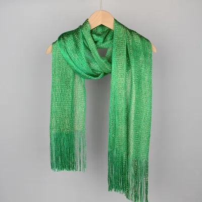 Women's Fashion Multicolor Tassel Thin Shawl Simple Medium Length Polyester Scarf