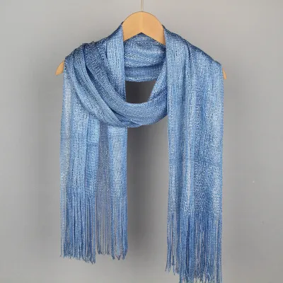 Women's Fashion Multicolor Tassel Thin Shawl Simple Medium Length Polyester Scarf