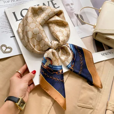Women Fashion Polka Dot Scarf Simulation Silk Square 70*70cm