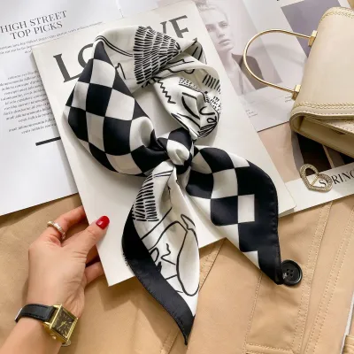 Women Fashion Polka Dot Scarf Simulation Silk Square 70*70cm