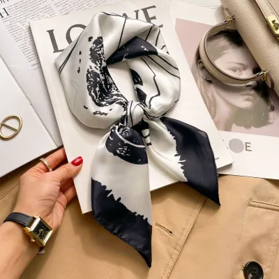 Women Fashion Polka Dot Scarf Simulation Silk Square 70*70cm