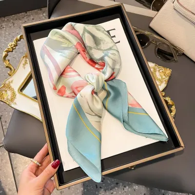 Women Fashion Polka Dot Scarf Simulation Silk Square 70*70cm