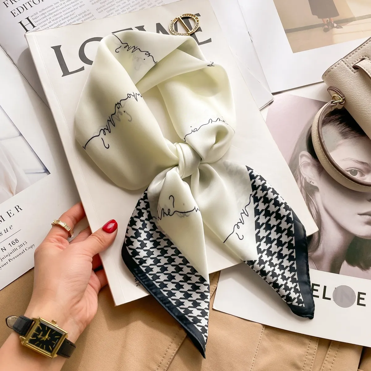 Women Fashion Polka Dot Scarf Simulation Silk Square 70*70cm