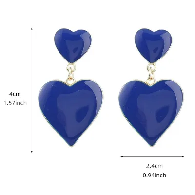 Simple Heart-Shaped Zinc Alloy Oil Drop Earrings Fashion Commuter