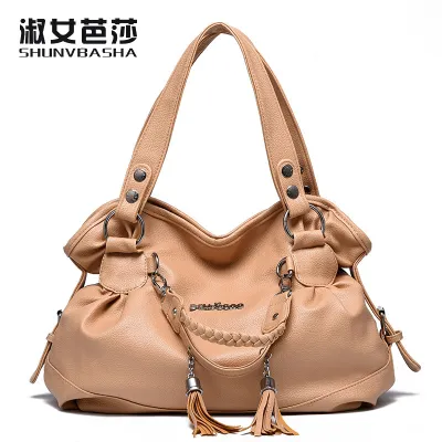 Casual Fashion Soft PU Leather Handbags Locomotive Bag with Zipper