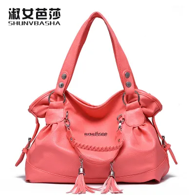 Casual Fashion Soft PU Leather Handbags Locomotive Bag with Zipper