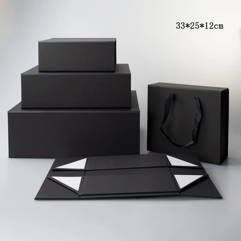 Simple Solid Color Magnetic Flip Folding Shoes Packaging Shoe Box