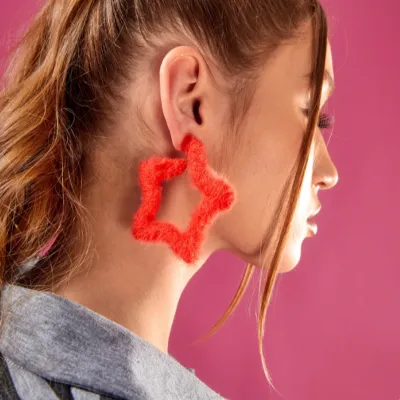 Plush Heart-Shaped Earrings for Valentine Party