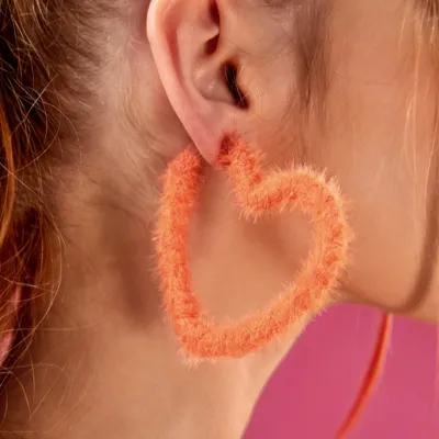 Plush Heart-Shaped Earrings for Valentine Party